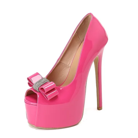 Aneikeh уличный стиль, женские туфли-лодочки на очень высоком каблуке с украшением и открытым носком, на платформе 16 см, на очень высоком каблуке