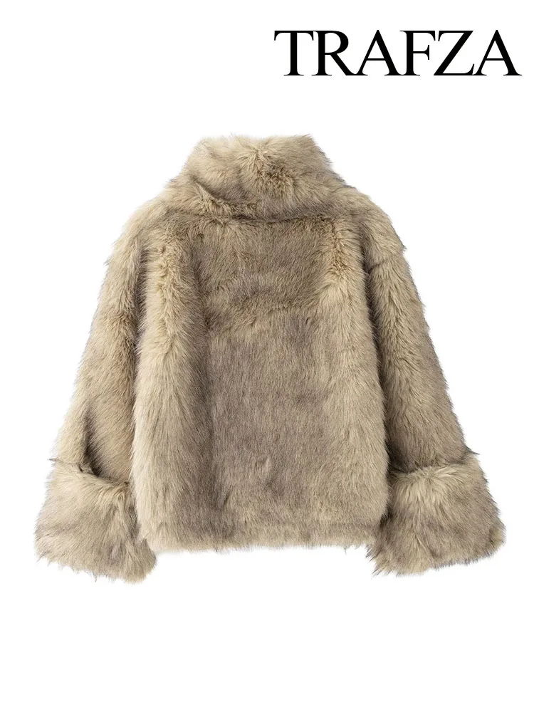 TRAFZA женские зимние элегантные свободные повседневные пальто с длинными рукавами