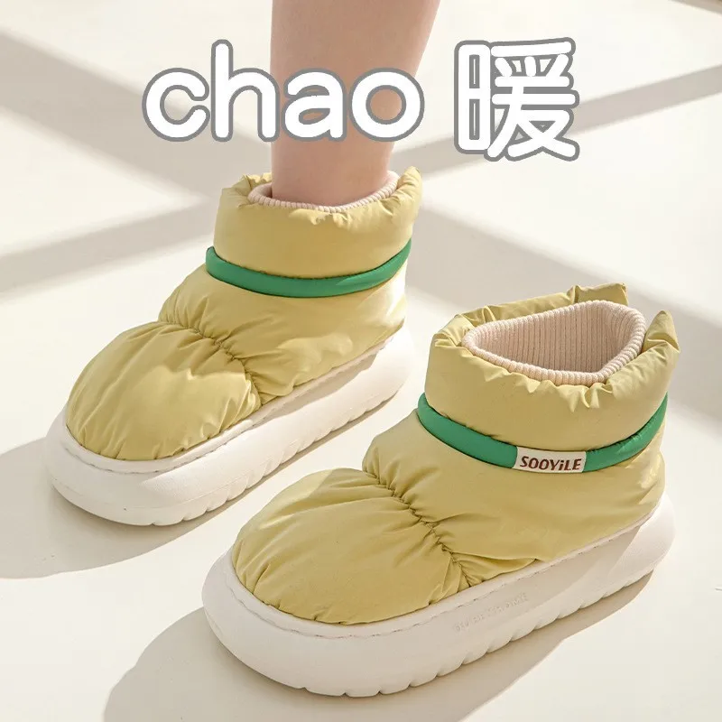 Женские Водонепроницаемые ботильоны на платформе уличные Теплые с плюшевой