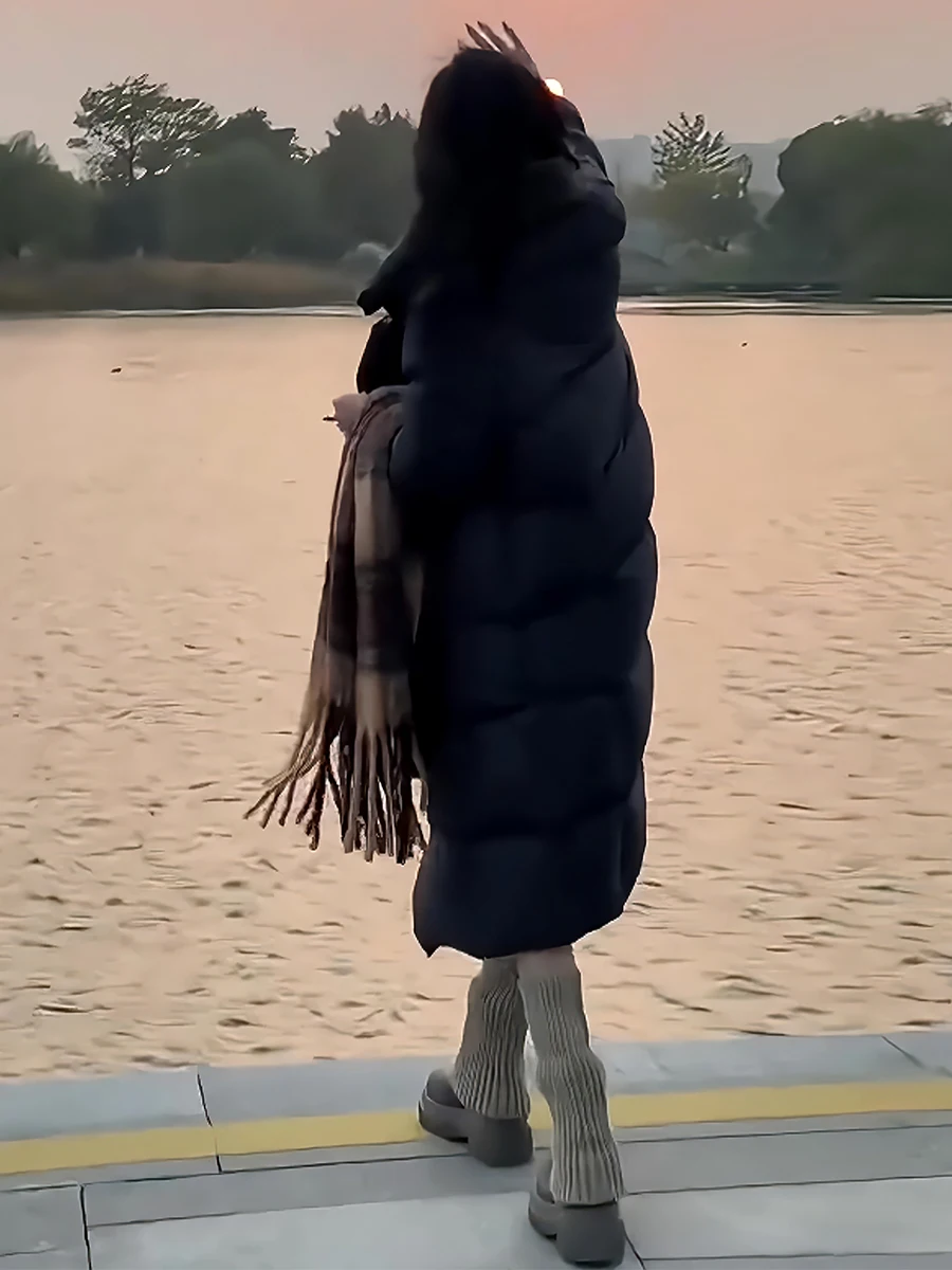 2024 Winter New Fashion Temperament Versatile Fleece-lined Thick Warm Large Lapel 90 White Duck Down Down jacket Women