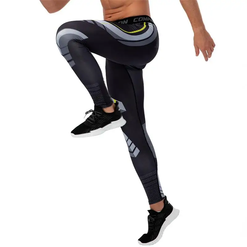

Compression Running Men's Sportswear Fitness Quick-drying Print Gym Trousers Men Stretchy Workout Skinny Jogger Pants