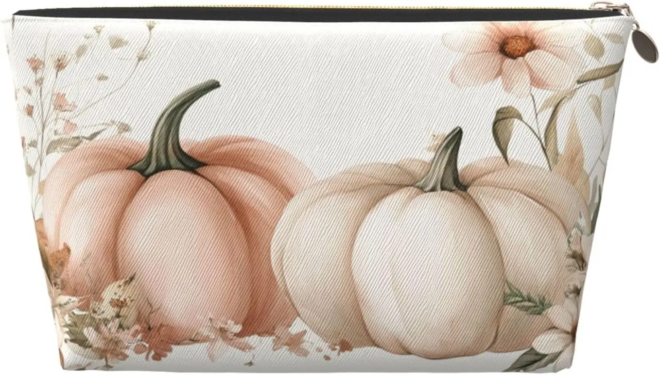 Косметичка с цветком тыквы акварельная косметичка на День Благодарения дорожный