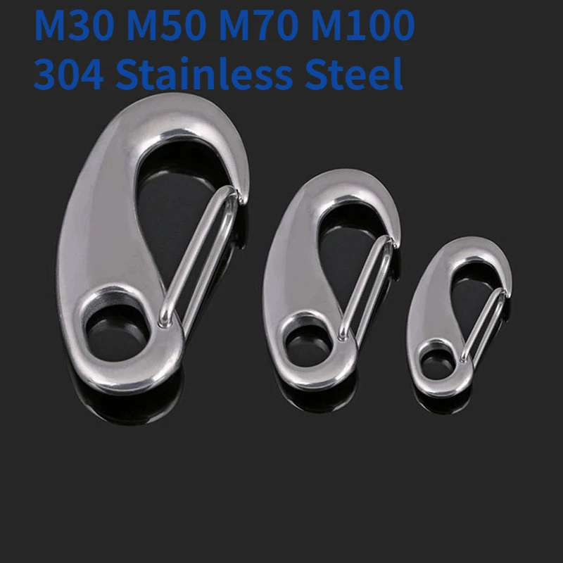 

1/2/5pcs M30 M50 M70 M100 304 Stainless Steel Egg Shape Spring Snap Hooks Marine Multifunctional Camping Carabiner Quick Hook