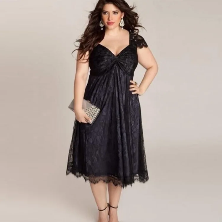 Женское Макси-Платье с V-образным вырезом и коротким рукавом