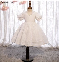 ivory white tulle baby girls flower baptism dresses for 1 year first birthday princess glitter sequins christening gown outfit