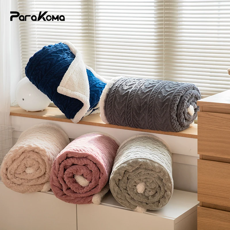 

Nordic Retro Lamb Wool Warm Throw Blanket Lunch Nap Blanket Thick Soft Cozy Knitted Fleece Blankets for Couch Sofa Bed Winter