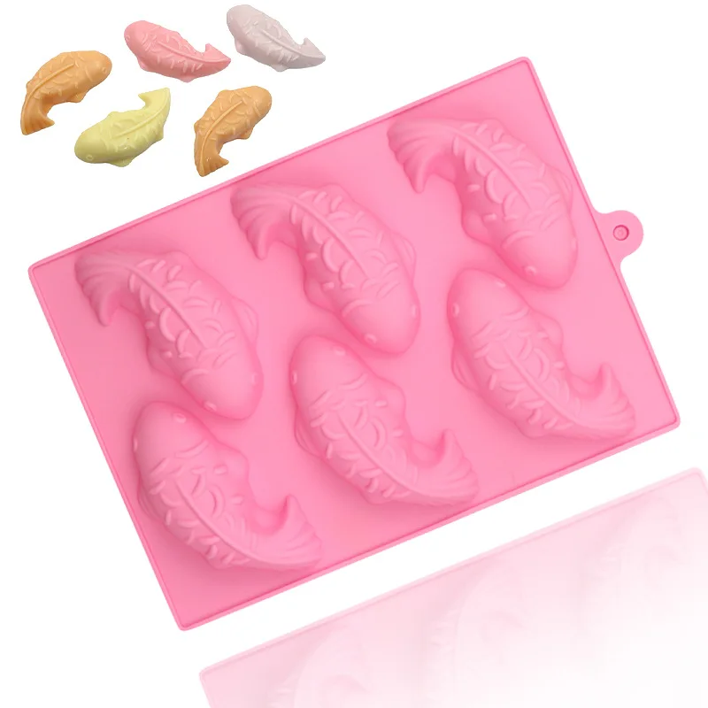 

Creative 6 Holes Fish Carp Silicone Cake Molds 3D Soap Making Mold Chocolate Ice Cream Mould Dessert Molds Cake Baking Tools