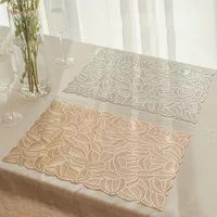 Rectangular Hollow PVC Bronzing Placemat for Dinner Table Mat  Coffee Tables Tableware Plates Cup Pads Kitchen Accessories