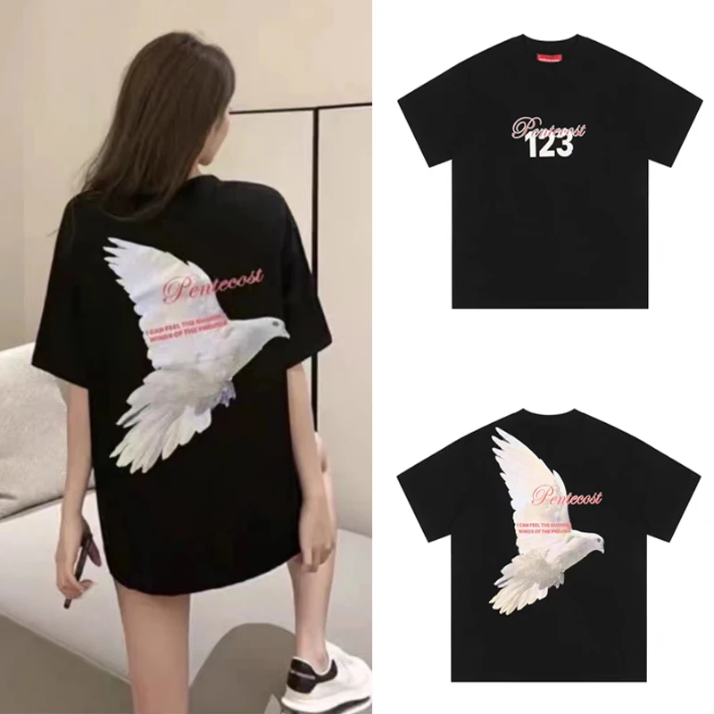 

High Quality RRR123Men and WomenThe Same Kind T Shirts 1:1 Number123 Letter Summer Style Peace Dove Prin T Shirts