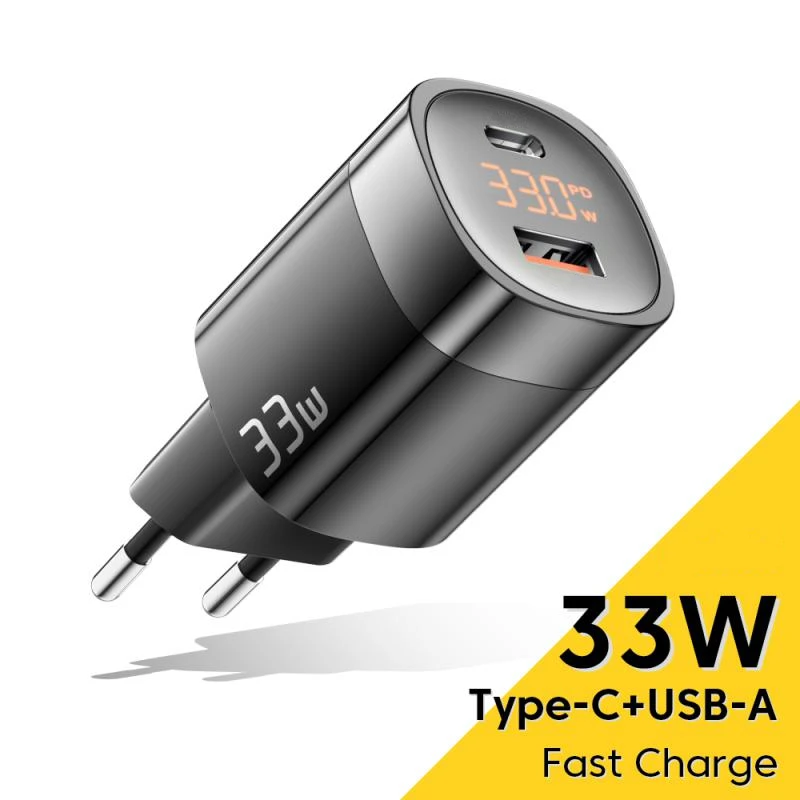 

33W USB Type C Charger Digital Display GaN PD 3.0 Quick Charge For iPhone Xiaomi Mobile Phone Charger For Samsung S9 USB Charger