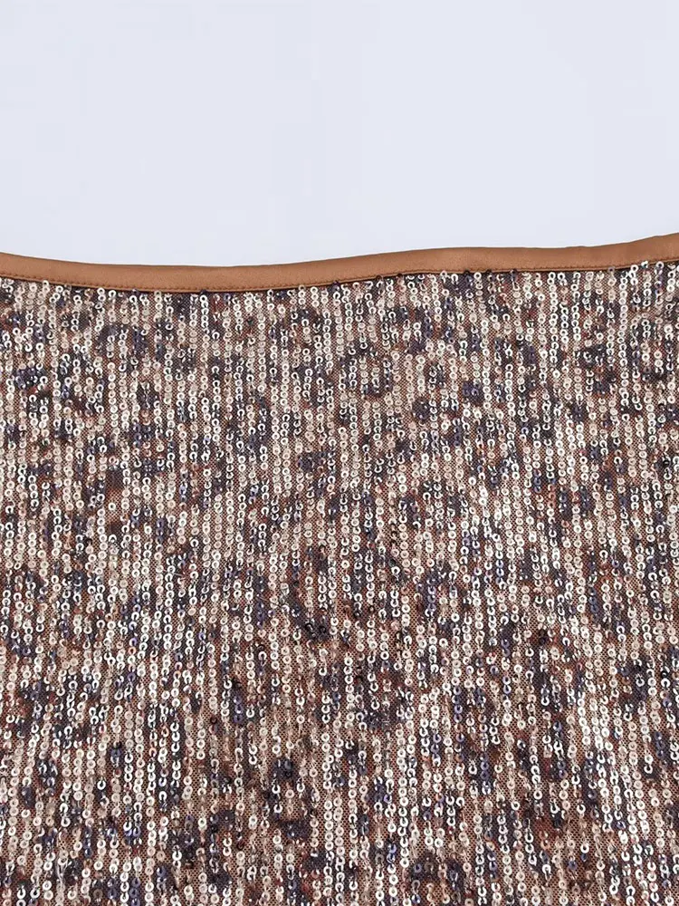 Осенняя женская короткая юбка TRAF 2024 мини-юбка с блестками и украшением стильная