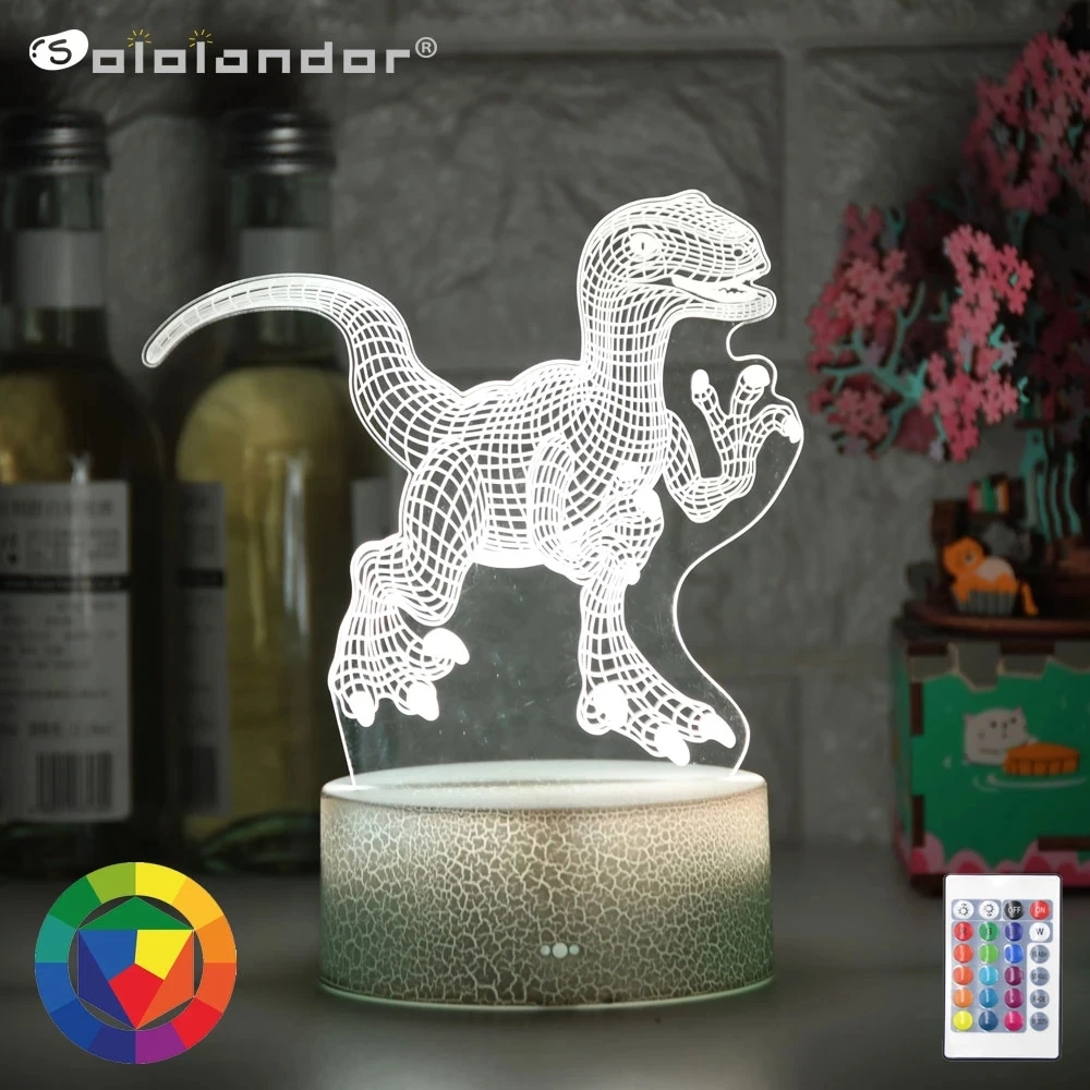 

3D LED Night Light Dinosaur series Gift Desktop Decoration Touch Control Kids LED Table Desk Lamp 7 Color dinossauro Lanterm