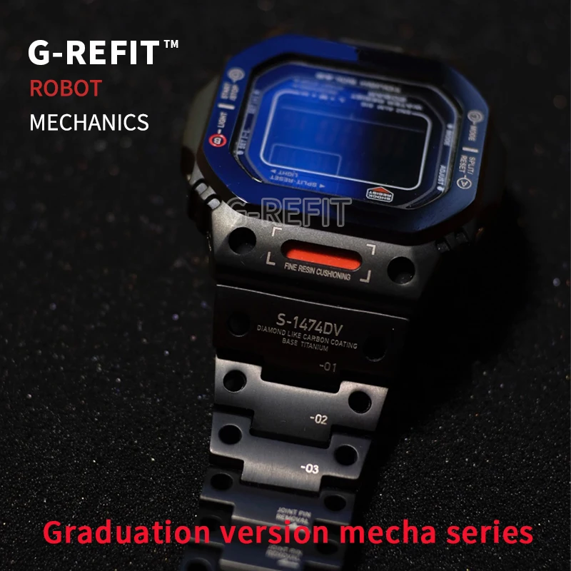 Фото Часы G-Refit Mech Style Robot GWB5600 G5600E GWM5610 GLX5600 DW5600 с корпусом из титановой нержавеющей стали, металлическим безелем и ремешком MechWarrior №1