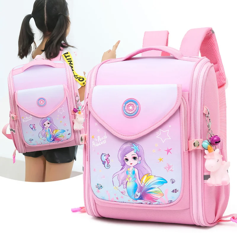 

3D Orthopedic School Backpacks For Girls Cartoon Mermaid Waterproof Primary School Bags Kids Satchel Knapsack Mochila Escolar