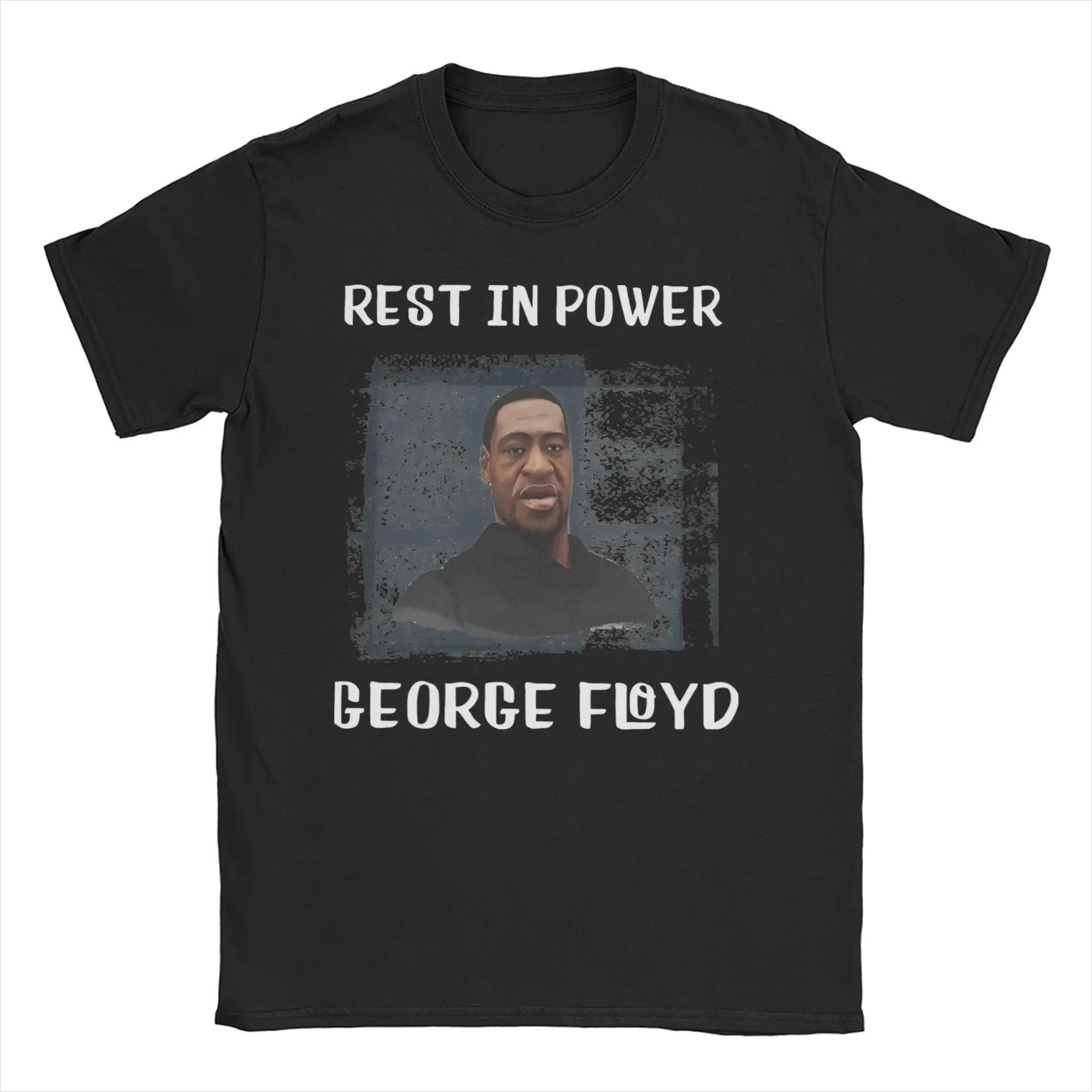 Men's T-Shirts Rest In Power George Floyd Novelty Cotton Tee Shirt Short Sleeve T Shirts Crew Neck Clothing Big Size