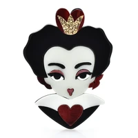 wulibaby acrylic the queen brooch pin women crown heart party fashion jewelry brooches gift