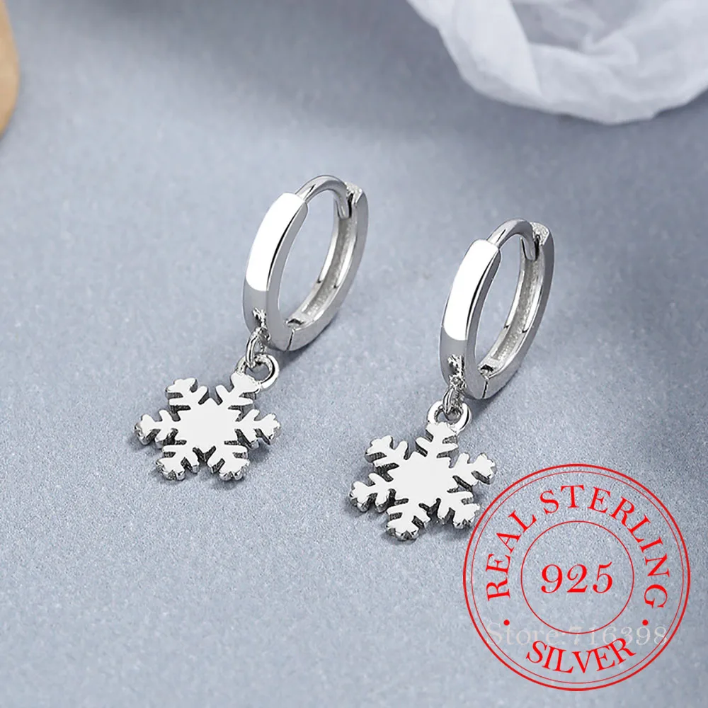 

Korean 925 Sterling Silver Romantic Snowflakes Drop Earrings For Women Kids Studant Wedding Party Jewelry Gift Female Pendientes