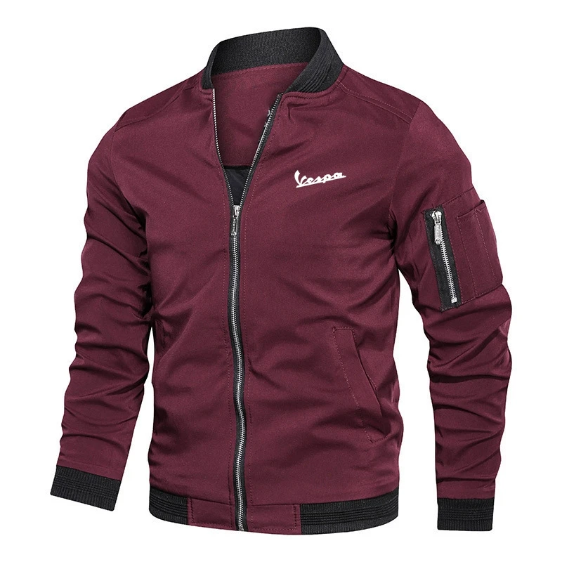 

New Spring Autumn Fashion Men Jacket Bomber Jackets Business Casual Streetwear Vespa Male Coats Simple Windbreaker Coat