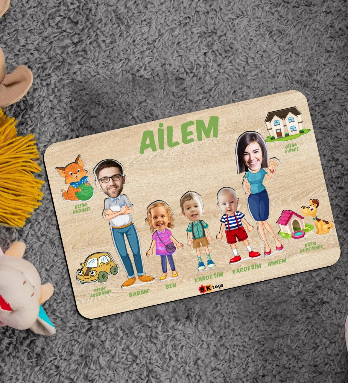 BK Toys for children with family concept (5-person) wooden educational jigsaw Puzzle-Model 8