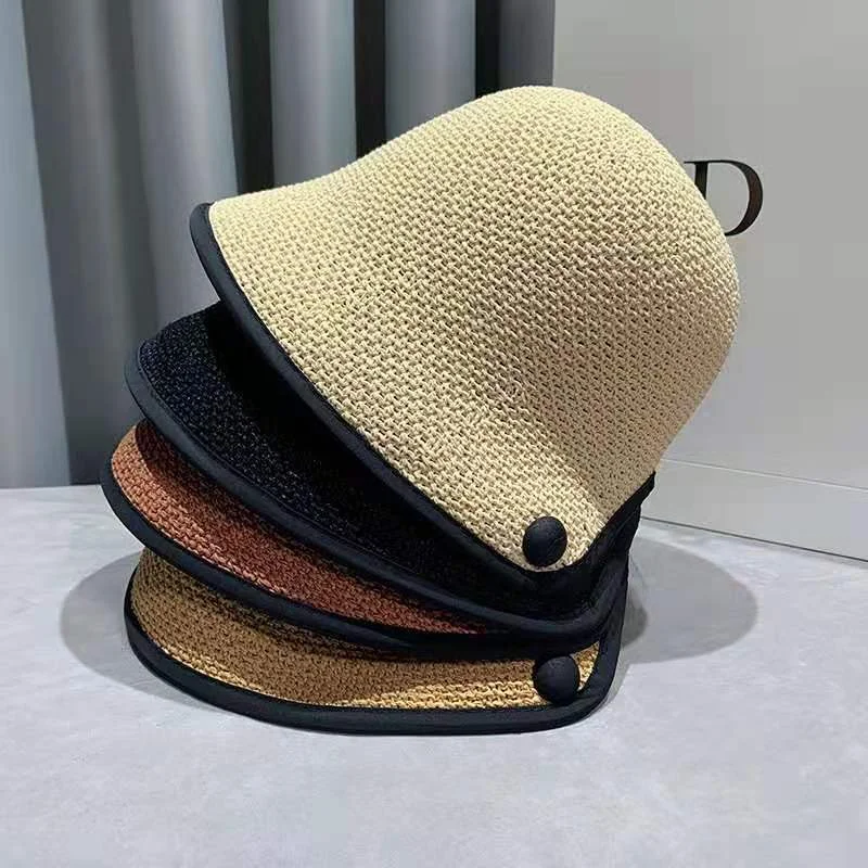 

New Women Black White Solid Bucket Hat Bob Caps Hip Hop Gorros Women Summer Panama Cap Beach Sun Fishing Boonie Hat Ladies Cap