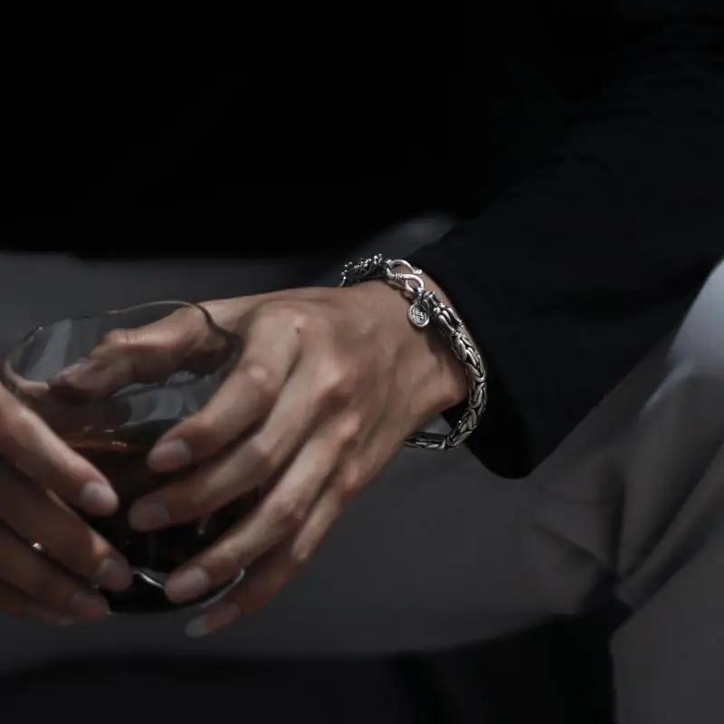 Мужской Ретро-браслет в стиле панк с головой дракона