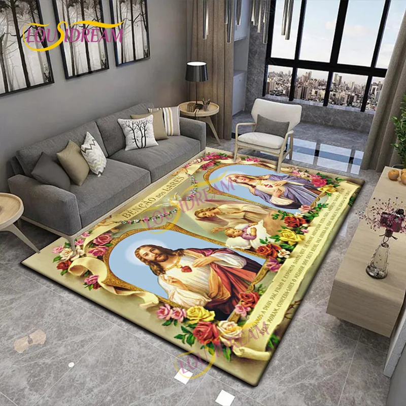 

Христианский мягкий ковер, коврик с изображением Иисуса и Девы Марии, украшенный для дома и для церкви, нескользящий коврик, декоративный ко...