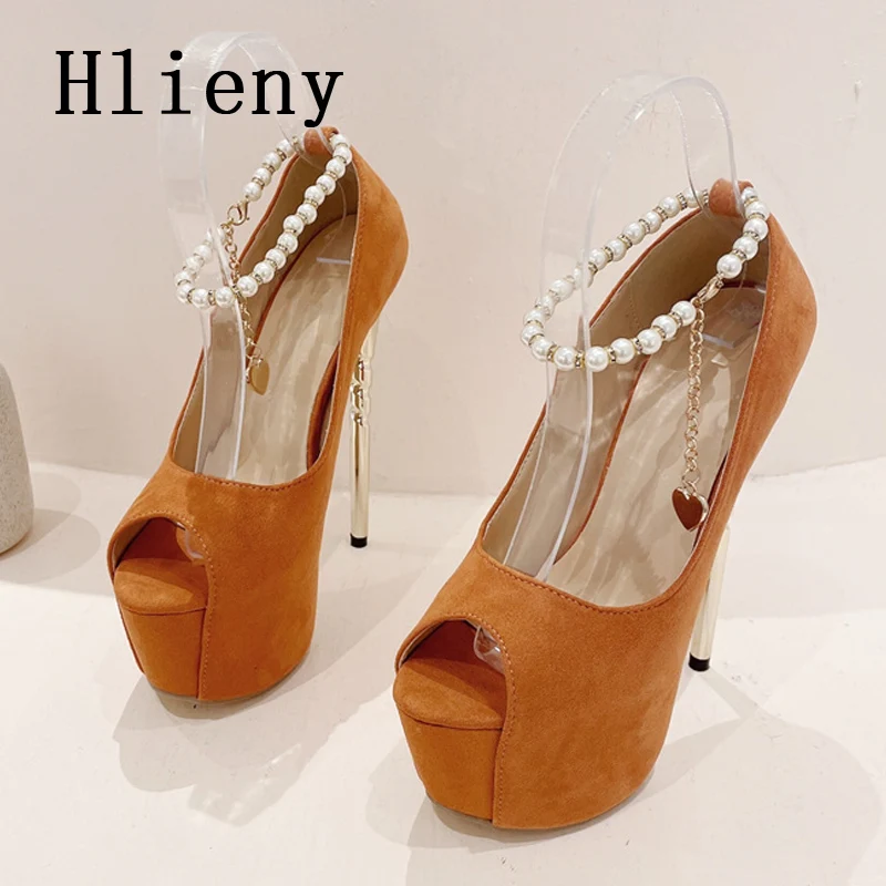 Модные женские туфли Hlieny на платформе модные туфли-лодочки с цепочкой и бусинами