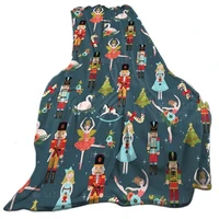 Nutcracker Christmas Warm Cozy Soft Lightweight Flannel Blanket For Sofa Bed Couch Chair Living Room Home Decor