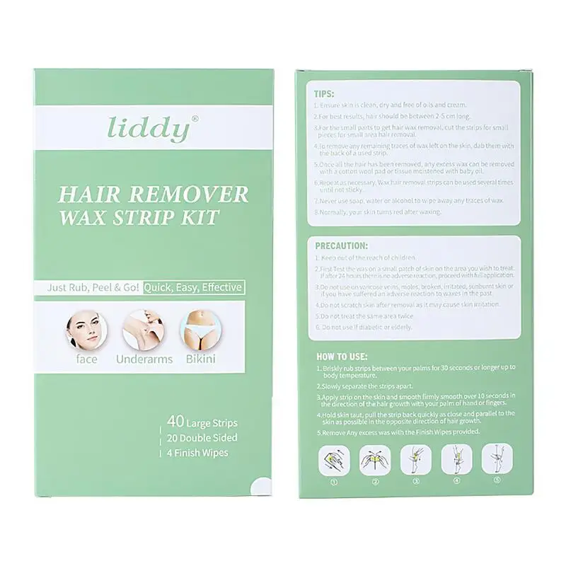 

40pcs Wax Strips Bikini Line Face Lip Safe Mild Women Mes Hair Removal Tool Waxing Strips Body Hair Removal Leg Wax Paper Strip