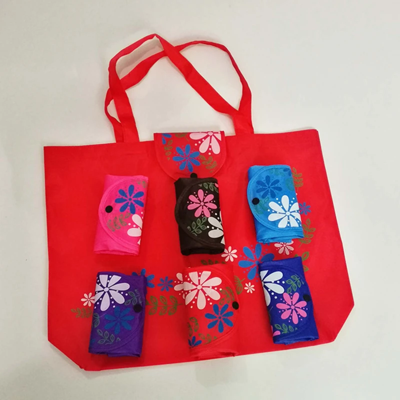 

Environmental Shopping Bag Women Foldable Handbag Casual Floral Multi-Function Convenient new Shopping Pouch Large Capacity Bag