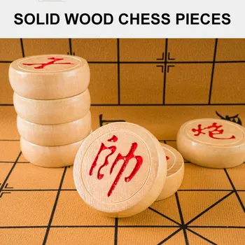 High Quality Chinese Chess Short Plush Artificial Leather Chessboard Wooden Chessman International Standard Chinese Chess Game 5