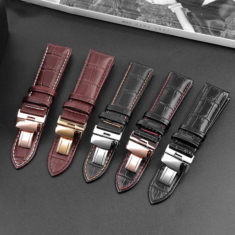Фото Мужской ремешок для Tissot 1853 T41 Tudor Casio Mido IWC Бизнес-цепочка для часов из натуральной кожи Ремешок для часов 19 мм 20 мм 21 мм 22 мм 23 мм 24 №4