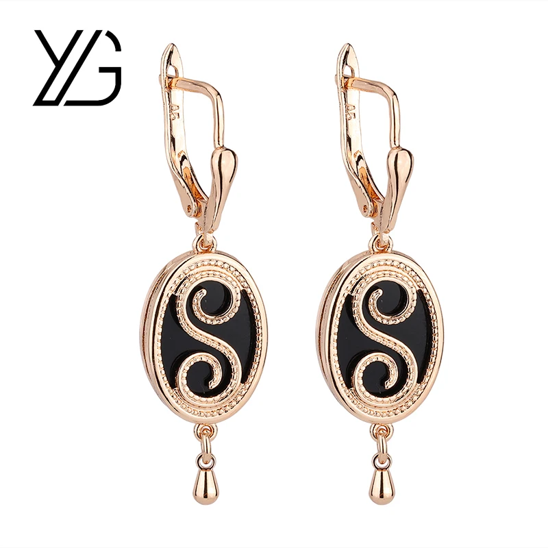

YGL New Women's Earring Lock Earrings Cubic Zirconia Rose Gold Female Fashion Jewelry Gift