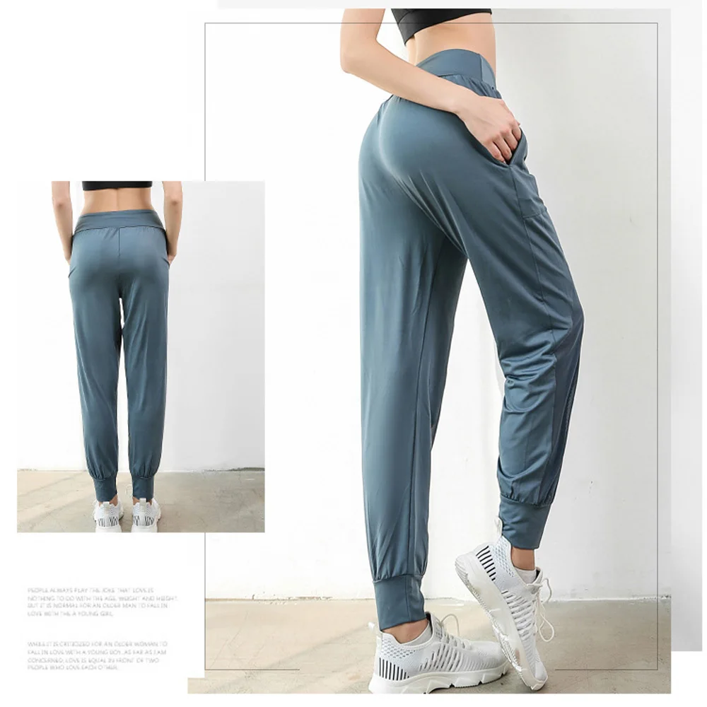 New Female Yoga Training Pants Sports Trousers Exercise Fitness GYM High Waist Elastic Running Jogging Pants Workout Yoga Pants