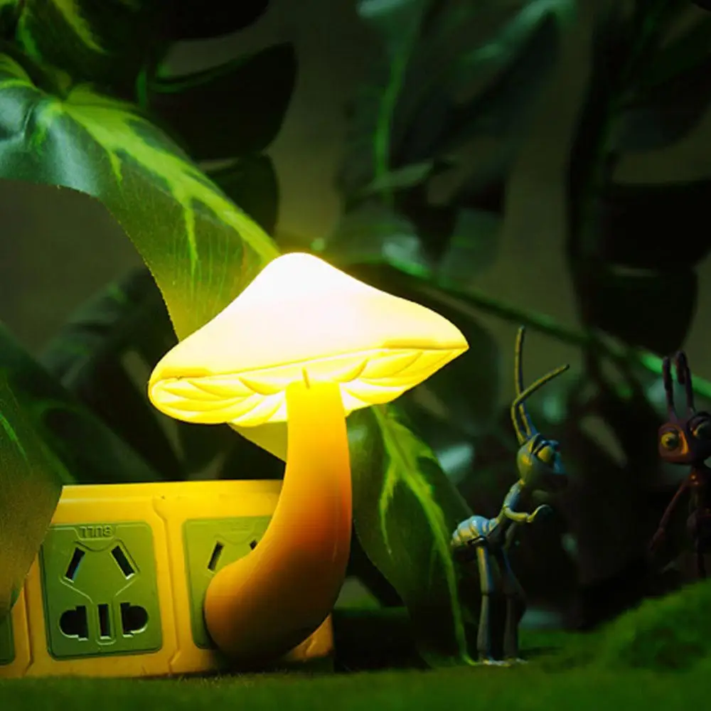 

LED Night Light 220V 0.5W Mushroom Light-control Wall Socket Lamp Bedroom Decor