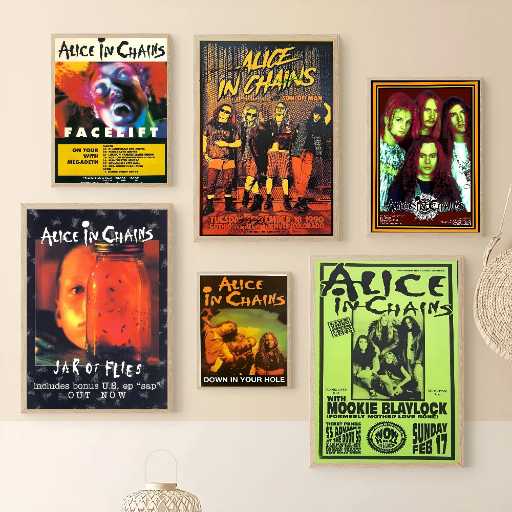 A-Alice I-In C-Chains Ретро Стиль Плакат Наклейки HD Качественный Клей Изображение Для