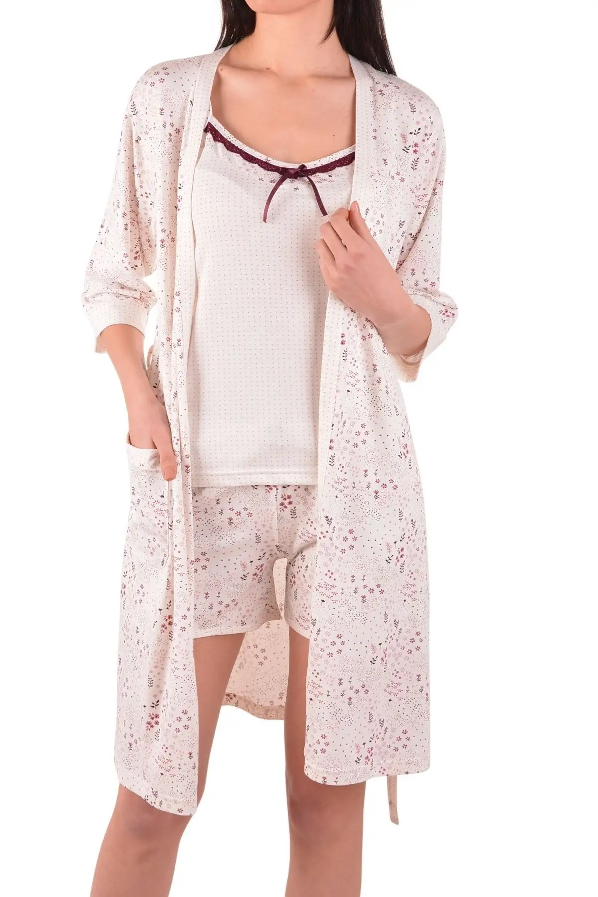 

Пижамный комплект короткий, лайкра, халат, халат, халатик, пикантный пеньюар, кимоно, ночная рубашка для невесты, бежевого цвета