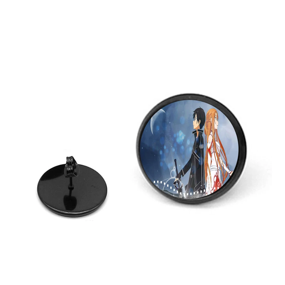 

Anime Sword Art Online Cartoon Ear Round Women men Black Ear Studs Round Shaped Butterfly Clasp Stud Earring Girls Cool Gift