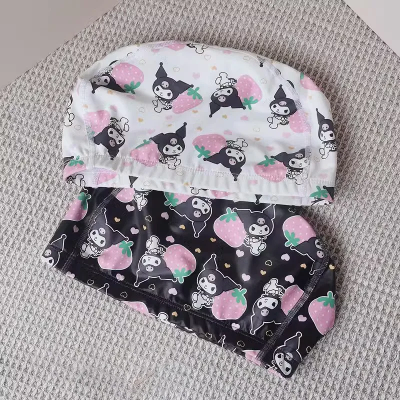 

Милые плавательные кепки Sanrio Kuromi с мультяшным аниме эластичные удобные свободные размеры ультратонкие плавательные кепки летние милые подарки для плавания