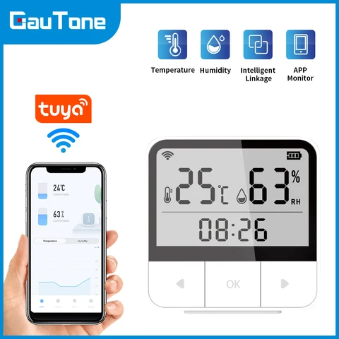 Датчик температуры и влажности Wi-Fi для умного дома Tuya Smart appp, работает с Alexa