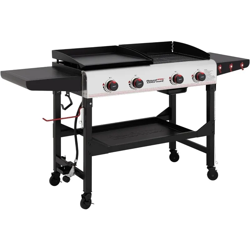 

GD403 4-Burner Portable Flat Top Gas Griddle Combo Grill with Folding Legs, 48,000 BTU, for Outdoor Cooking While