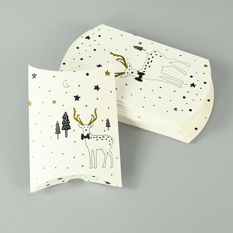 

5Pcs Merry Christmas Candy Box Pillow Shape Gift Box Christmas Decoration For Home Xmas Kid Gift Navidad 2022 New Year