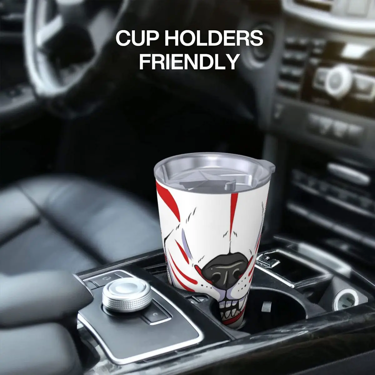 Oni Demon Kitsune Grin Tumbler вакуумная Изолированная лиса Aunumart японская Термокружка колба