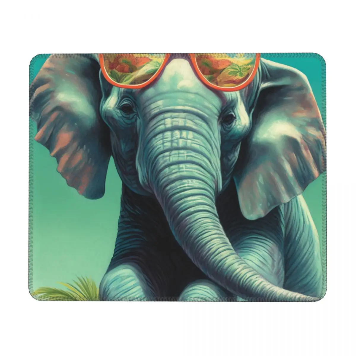 

Elephant Horizontal Print Mouse Pad Graphic Illustration Sunglasses Soft Fantasy Mousepad Desktop Anti Fatigue Rubber Mouse Pads