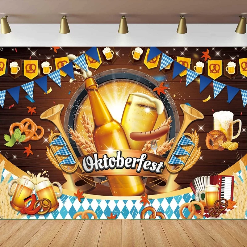

Photography Backdrop-German Bavarian Beer Party Decoration Oktoberfest Banner Photo Background German Beer Festival Poster