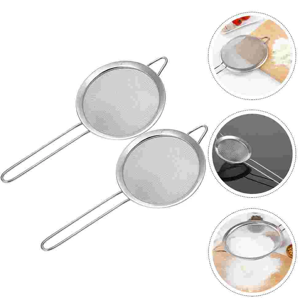 

2Pcs Portable Flour Sifter Powder Cooking Strainer Household Filter Mesh Sieve Filter