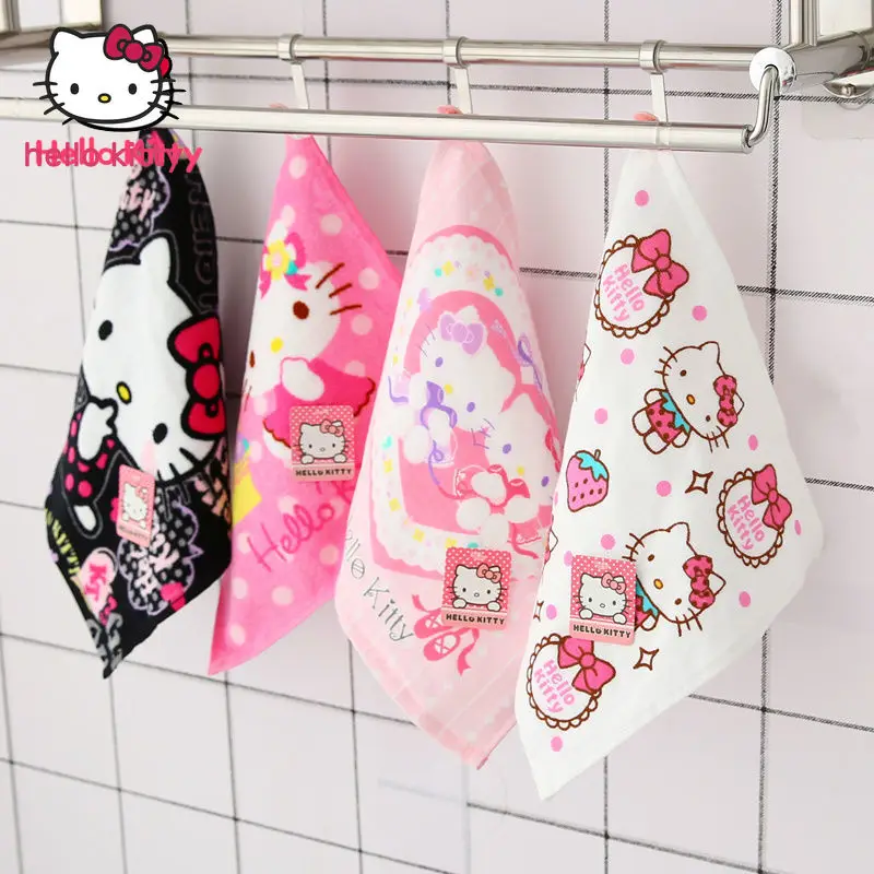 

Модное Хлопковое полотенце Hello Kitty Loveliness, детское мягкое банное полотенце для лица, нагрудник для кормления ребенка, 26x26 см