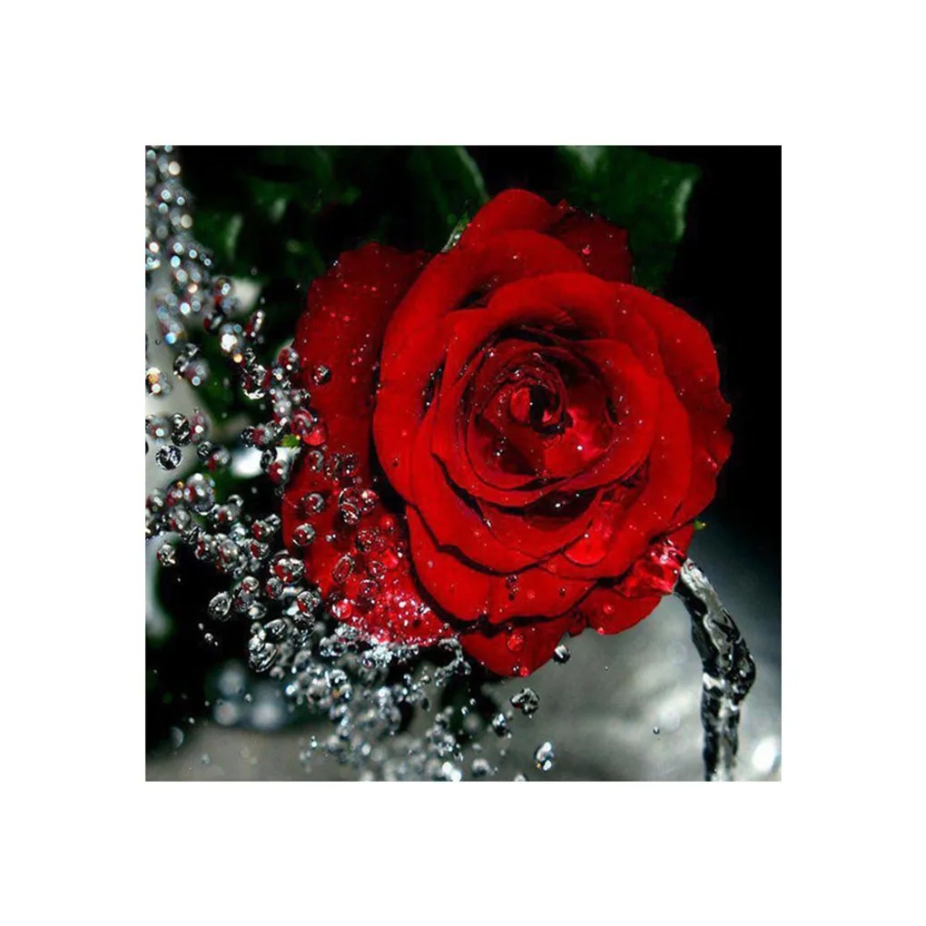 

Diamond painting 5D Red Rose Flower Round Rhinestone Cross Stitch DIY Crystal Floral Art Needlework Home Embroidery Painting