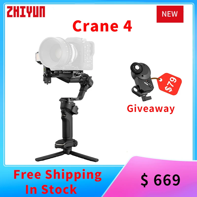 

ZHIYUN Crane 4 Camera Stabilizer 3-axis Handheld Gimbal Fill Light DSLR Camera Portrait Shooting For Nikon Canon Sony