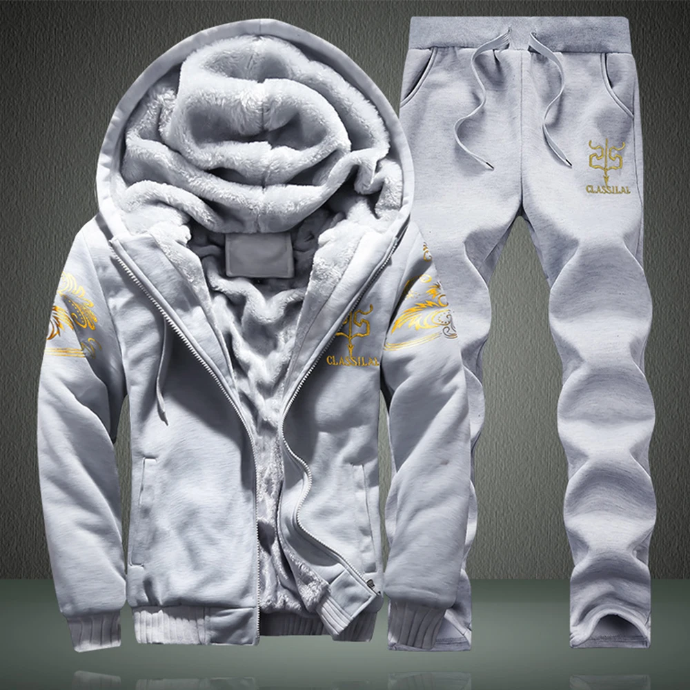 

Мужской зимний костюм Coldker, повседневный спортивный костюм, теплая плотная флисовая одежда, модные комплекты из двух предметов